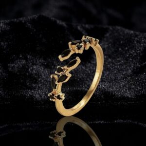 Elegant Black Marquise Crystal Open Ring